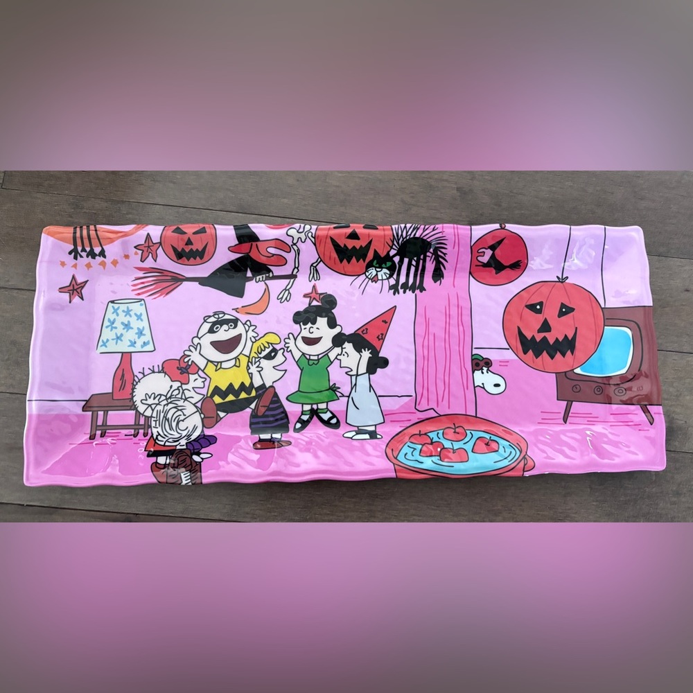 Peanuts Snoopy Halloween Party Melamine Serving Tray Pink